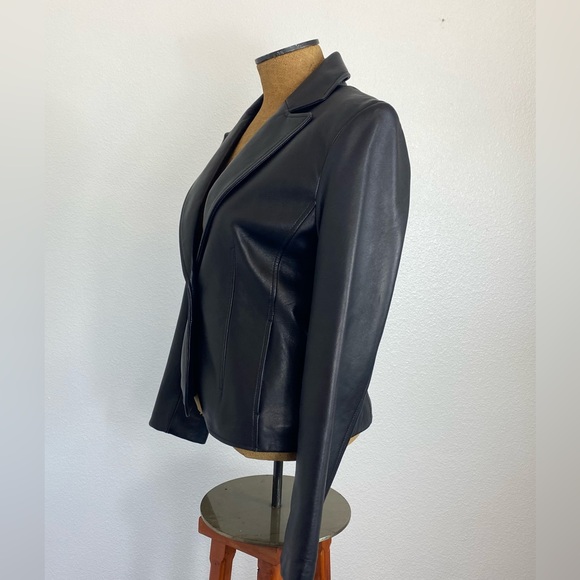 Nine West 90’s Y2K Vintage Classic Buttery Soft Leather Jacket M Brass Button - Picture 11 of 13